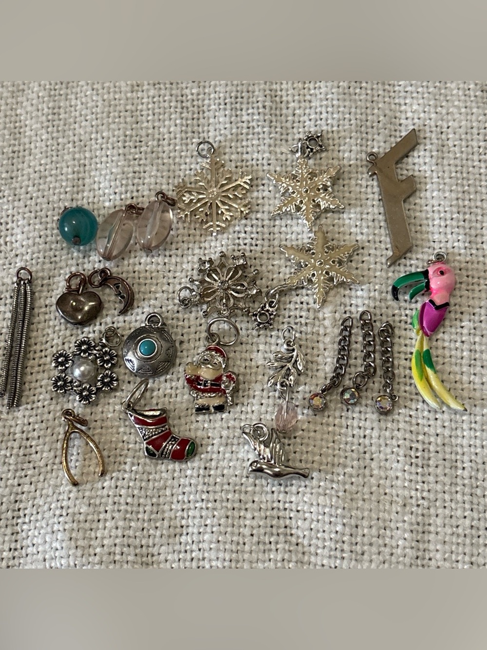 20 Mixed Silver Holiday, all occasion & Snowflake Charms with Enamel Accents